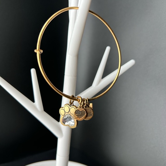 Alex & Ani bangle bracelet with paw print charm - Picture 3 of 3
